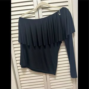 Bold elements off shoulder black top